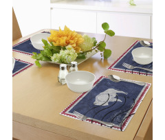 Old Postage Stamp Like Flag Place Mats