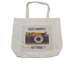 Retro Boho Art Photo Camera Shopping Bag