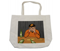 Drunk Man and Empty Bottles Shopping Bag