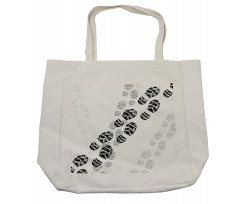 Grunge Theme of Shoe Prints Shopping Bag