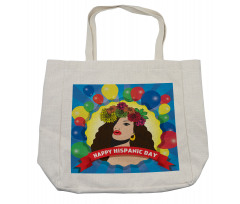 Pop Art Girl and Balloons Shopping Bag