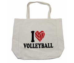 I Love Volleyball Text Shopping Bag