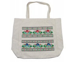 Folk Pattern with Flowers Shopping Bag