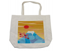 High Cliff Silhouette Flowers Shopping Bag