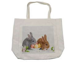 2 Rabbits with Eggs Shopping Bag