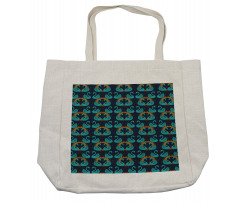 Aquatic Birds and Sun Pattern Shopping Bag