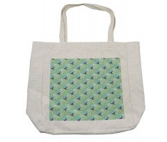 Palm Leaves Flowers and Bird Shopping Bag