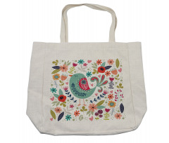 Ornate Bird and Flowers Shopping Bag