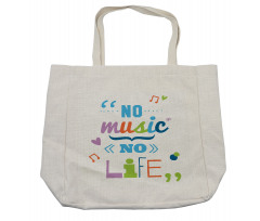 No Music, No Life Slogan Shopping Bag