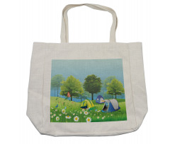 Tents in Spring Forest Shopping Bag