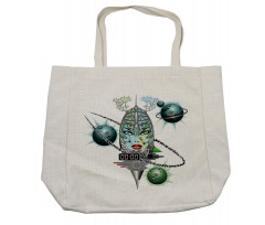 Futuristic Girl Planets Shopping Bag