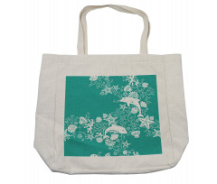 Dolphins and Flowers Shopping Bag