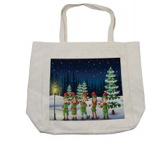 Snowing Forest and Children Shopping Bag