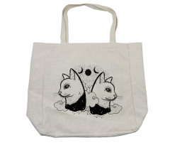 Cats with Moon Clouds Stars Shopping Bag