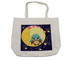 Owl and Moon with Hats Shopping Bag