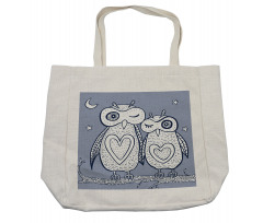 Night Bird Couple Doodle Shopping Bag