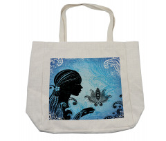 Girl Lotus Art Shopping Bag