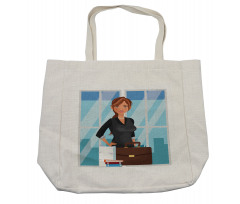 Businesswoman at Office Shopping Bag