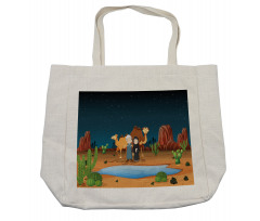 People Camels Cactus Shopping Bag