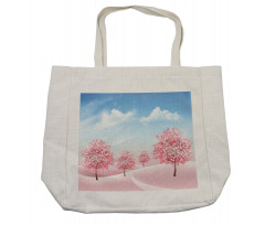 Blooming Sakura Trees Scene Shopping Bag