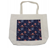 Exotic Floral Flamingos Shopping Bag