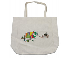 Chameleon on Branch Shopping Bag