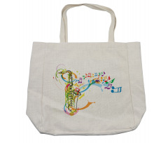 Saxophone Wavy Notes Shopping Bag