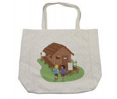 2 Kids Heading to Lodge Shopping Bag