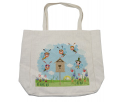 Cheerful Meadow Landscape Shopping Bag