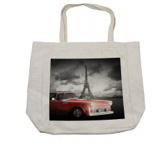 Vintage Car and Eiffel Shopping Bag