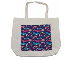 Floral Nautical Elements Shopping Bag
