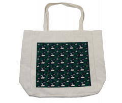Bird Water Lily and Leaves Shopping Bag