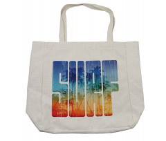 Surf Retro Letters Palms Shopping Bag