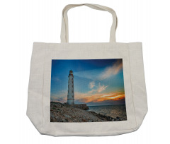 Lighthouse at Sunset Sea Shopping Bag
