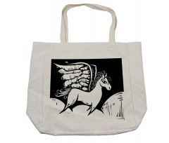 Monochromatic Pegasus Horse Shopping Bag