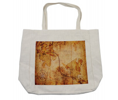 Treasure Map Compass Shopping Bag