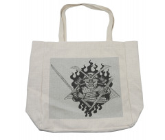 Ghost Ninja Fire Oriental Shopping Bag