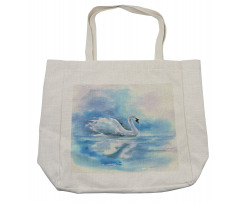 Swan in Hazy River Art Shopping Bag