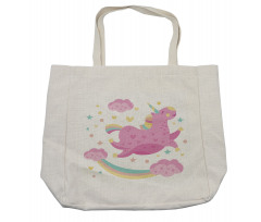 Unicorn with Star Rainbow Shopping Bag