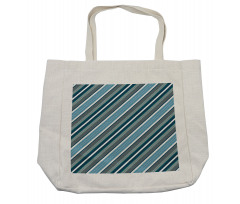 Grey and Blue Diagonal Shopping Bag