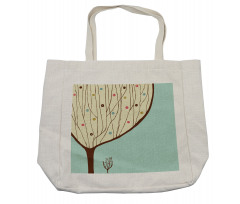 Aqua Hand Drawn Tree Shopping Bag