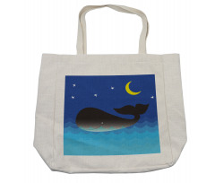 Whale in Ocean and Star Shopping Bag
