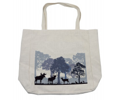 Grey Wild Forest Animals Shopping Bag