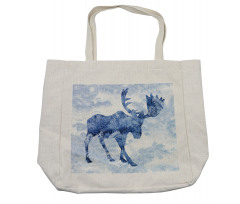 Blue Winter Antlers Tree Shopping Bag