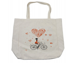 Romantic Cyclist Girl Shopping Bag