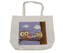 Cartoon Style Owl Family Shopping Bag