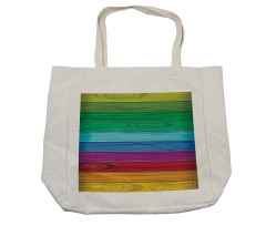 Colorful Wood Stripes Shopping Bag