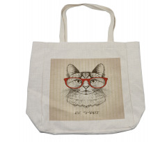 Cat with Retro Glasses Shopping Bag