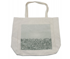 Outline Wildflowers and Leaves Shopping Bag