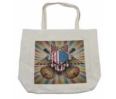 Angry Skull America Flag Shopping Bag